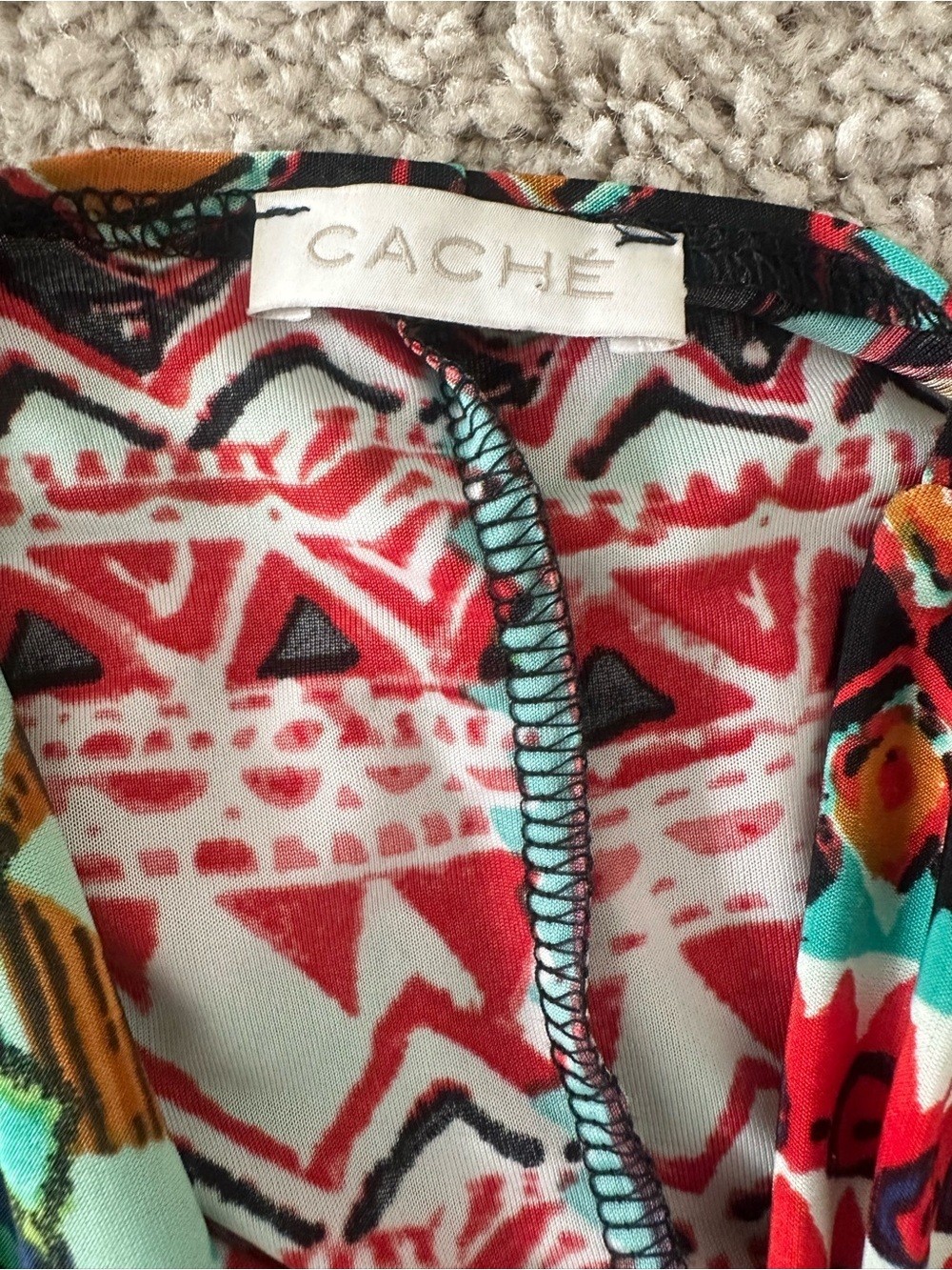 Cache Maxi Dress Size S Boho Tribal Geometric Print Sleeveless