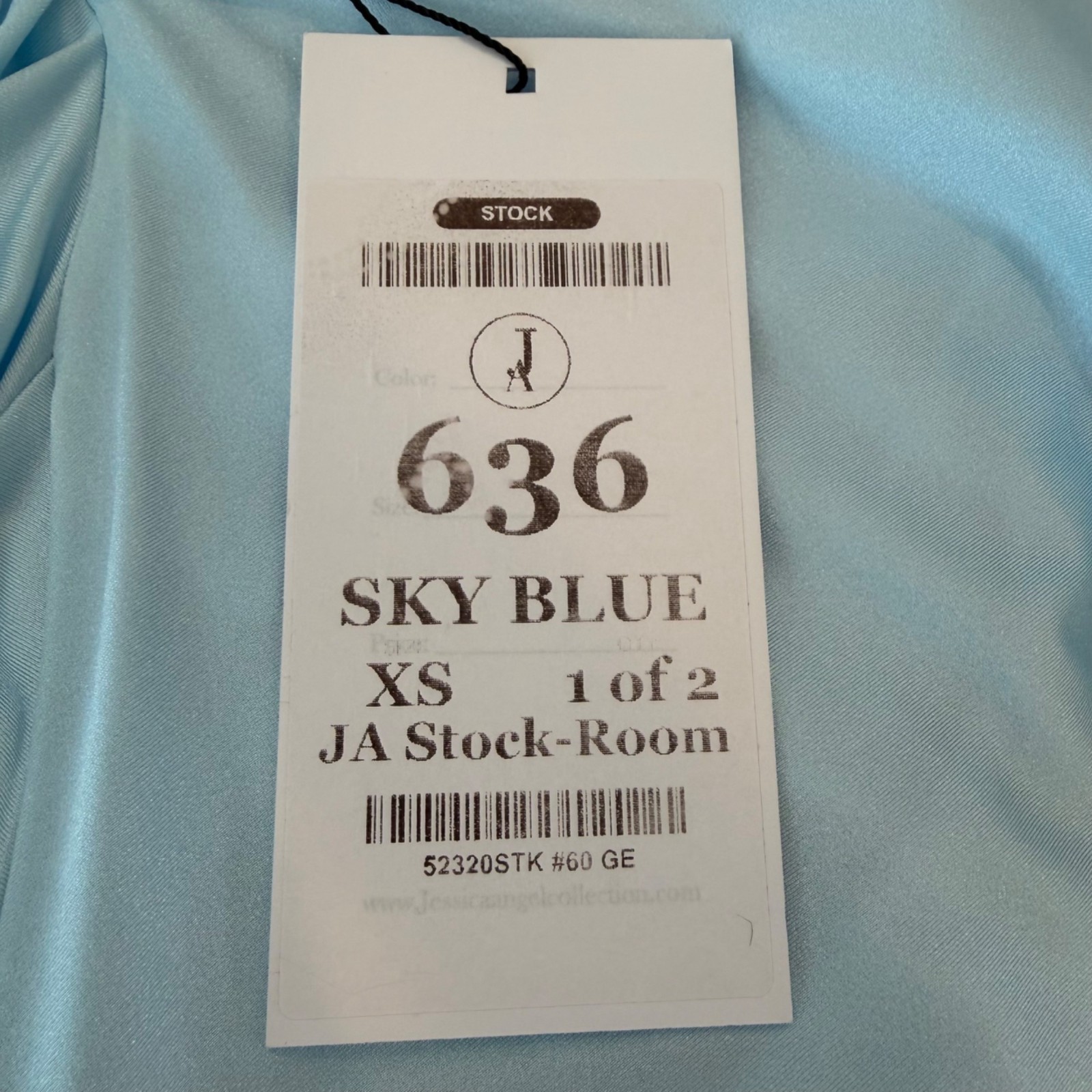 Jessica Angel Open Back Evening Gown Style 636 Sky Blue Size XS NWT