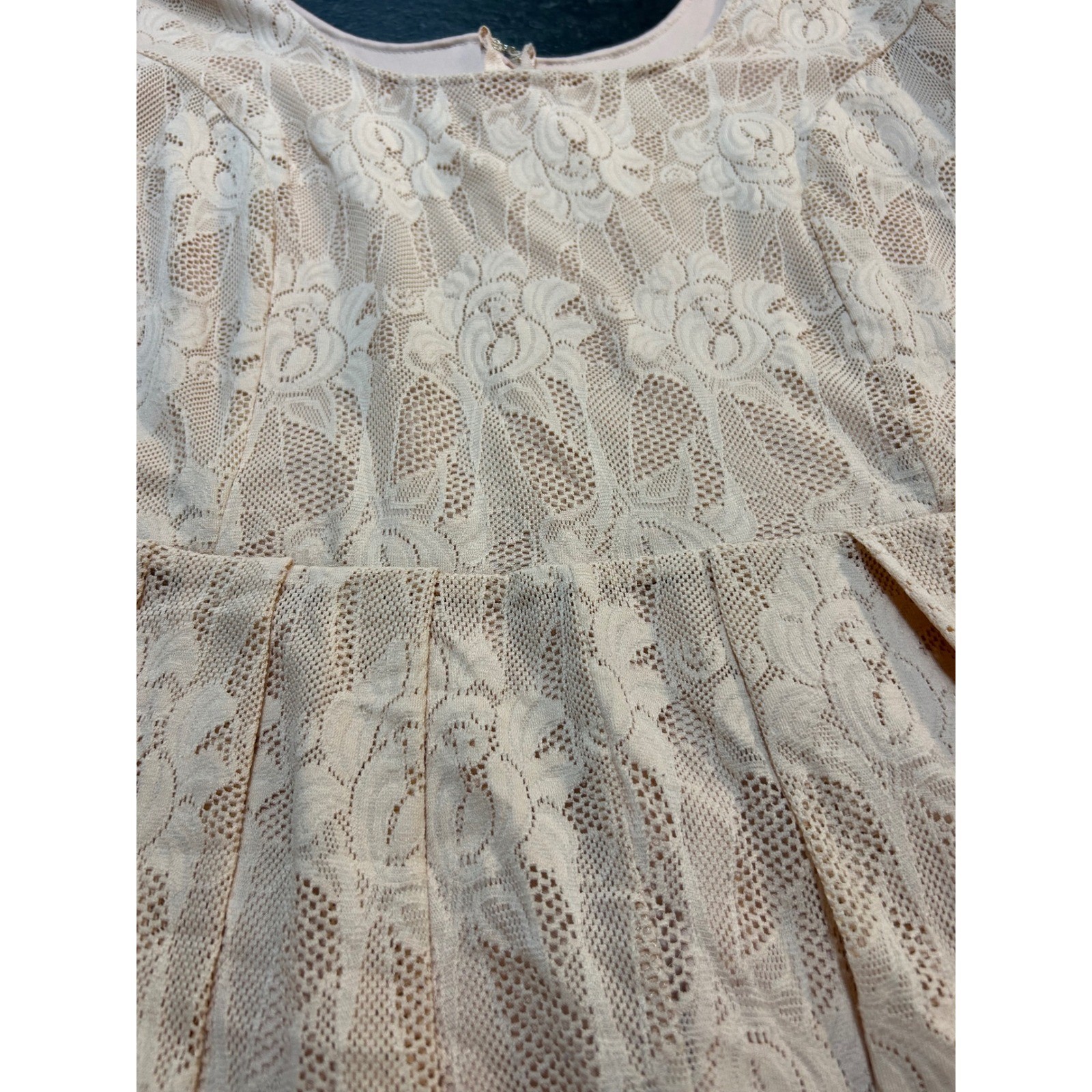 Torrid Women Plus Size 20 Peach Lace Fit Flare High Low Dress Short Sleeve Blush
