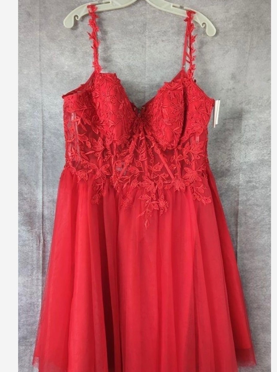 Jules & Cleo Valentine Red Illusion Corset Dress Women’s 20