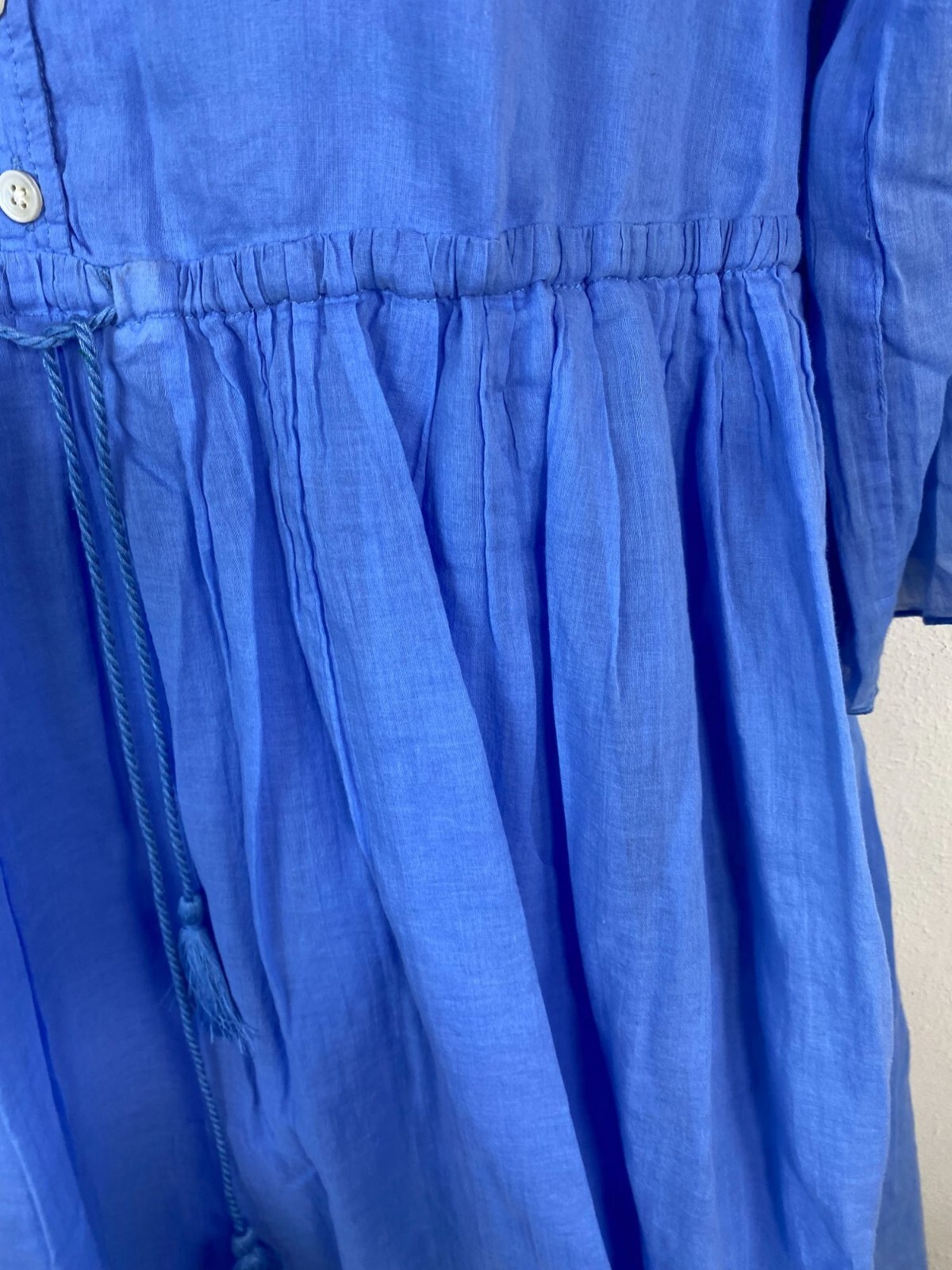 ATM Anthony Thomas Melillo Blue V-Neck Dress size Medium Lightweight 3/4 Sleeve