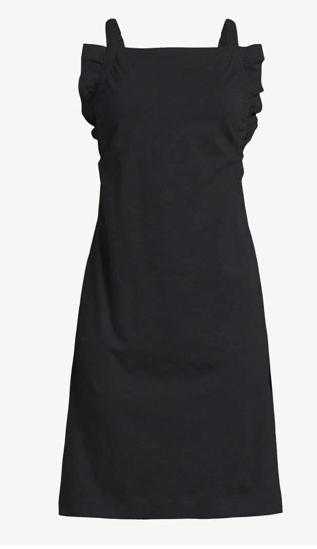 Free Assembly Women’s Square Neck Flounce Tanked Romper Dress, Black, Small