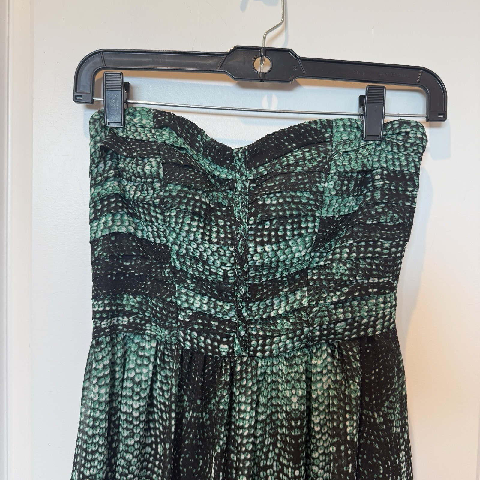 Anthropologie Womens Snakeskin Strapless Maxi Dress Size 0 Green Resort Vacation
