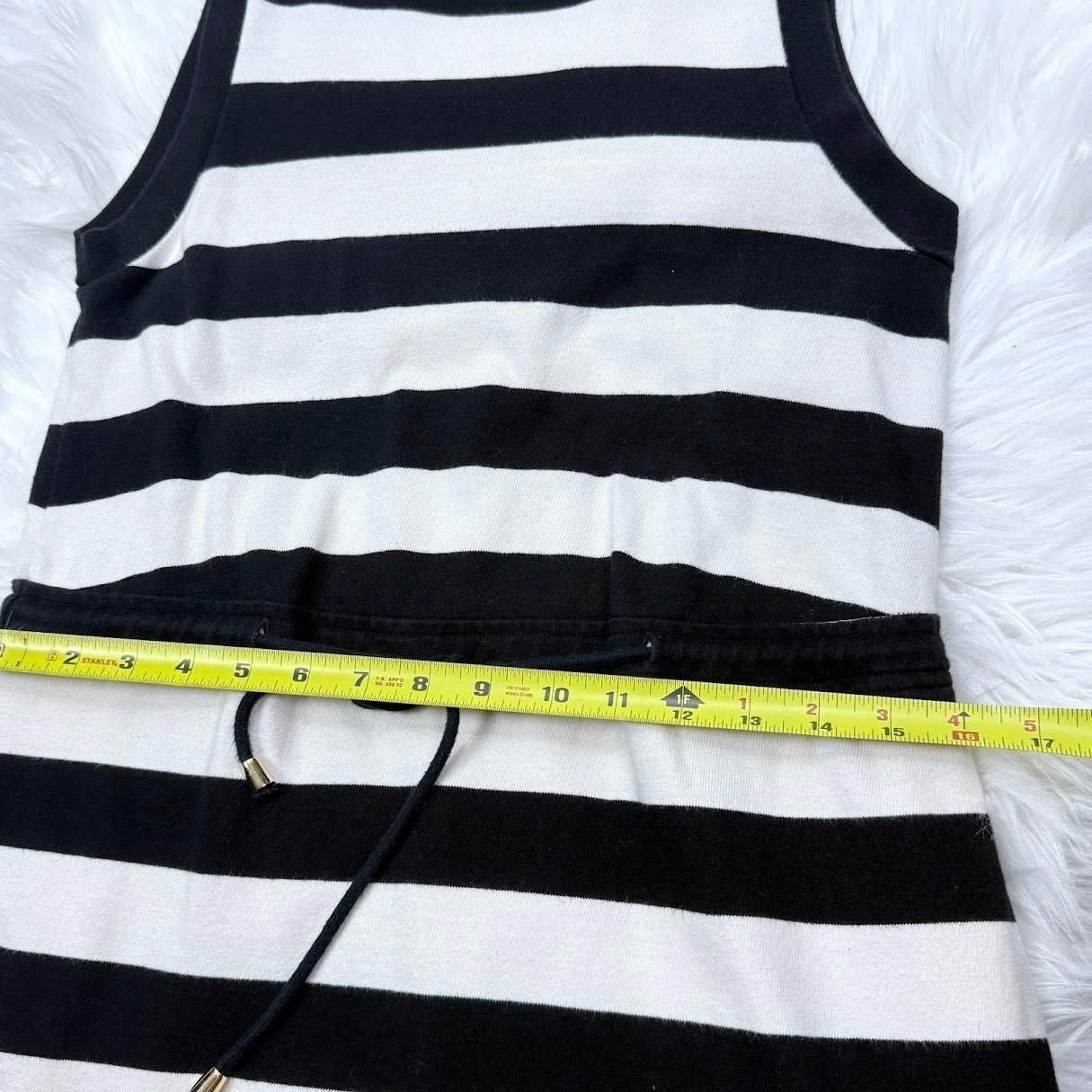 Johnston & Murphy Womens Black White Striped Cotton Sleeveless Knit Dress S