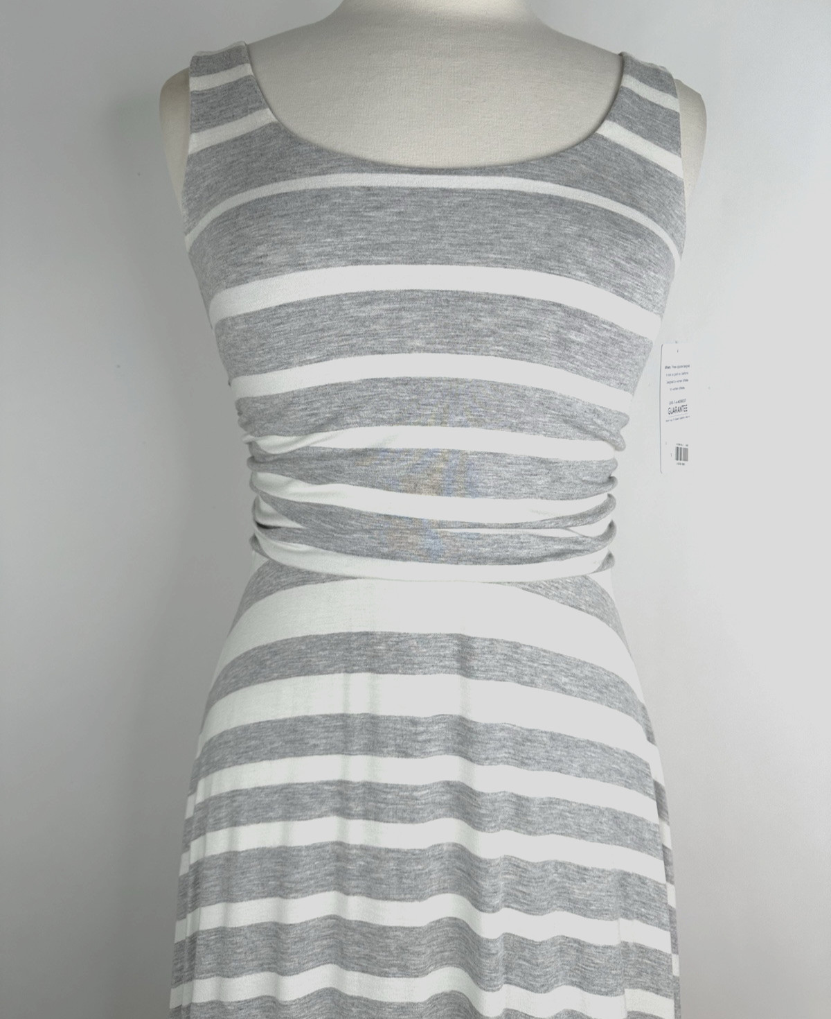 Athleta Stripe Maxi Dress Grey White Soft Stretch Sleeveless Small NWT Tank Line