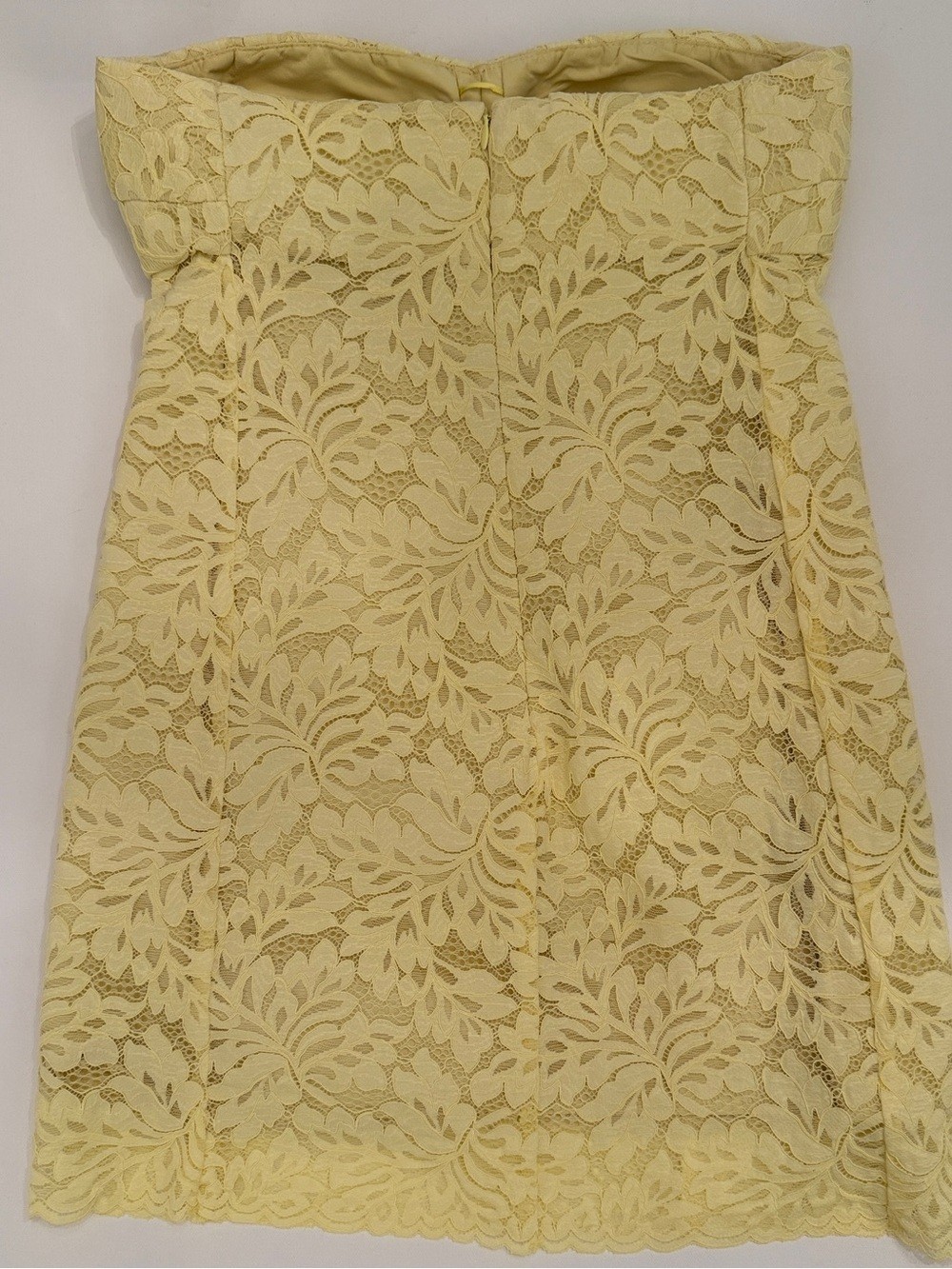 MNG Mango Yellow Lace Strapless Mini Dress NWT Size Medium