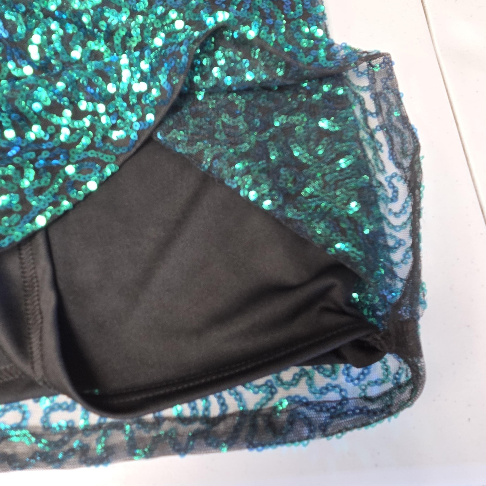 PrettyGuide Dress Womens XL Green Sequin Sheath Mini Short Sleeve Cocktail Party
