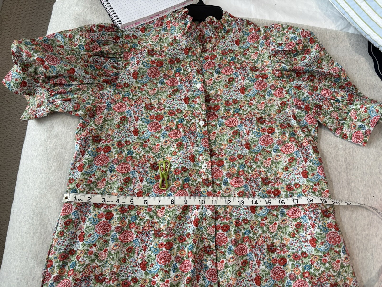 Hyacinth House Floral Collared Button-Front Puff Sleeve Midi Shirt Dress M