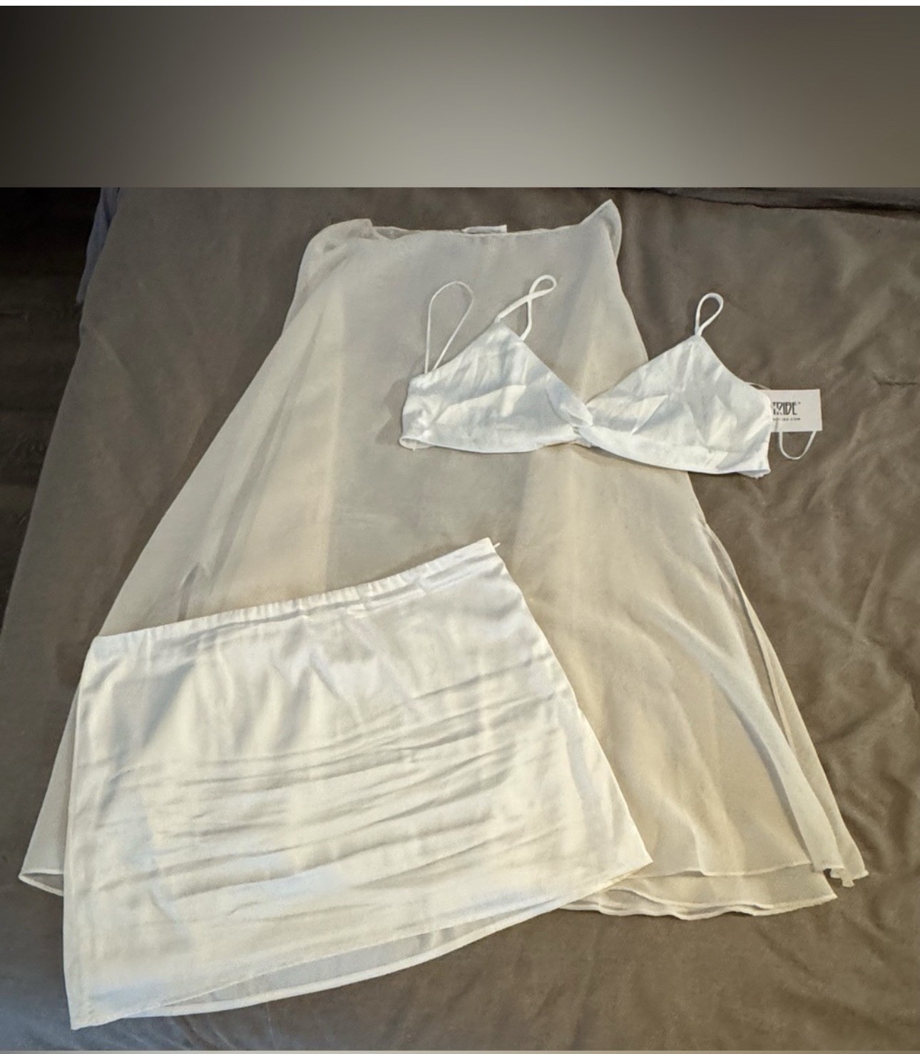 12th Tribe Havana Chiffon Cape Sleeve Mini Dress Long Sleeve Ivory Size XL