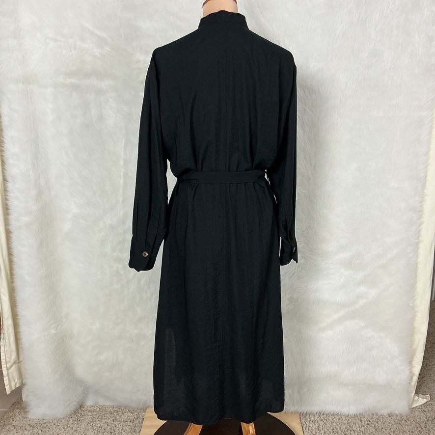 Vince Black Long Sleeve Belted Button Front Minimalist Shirtdress M