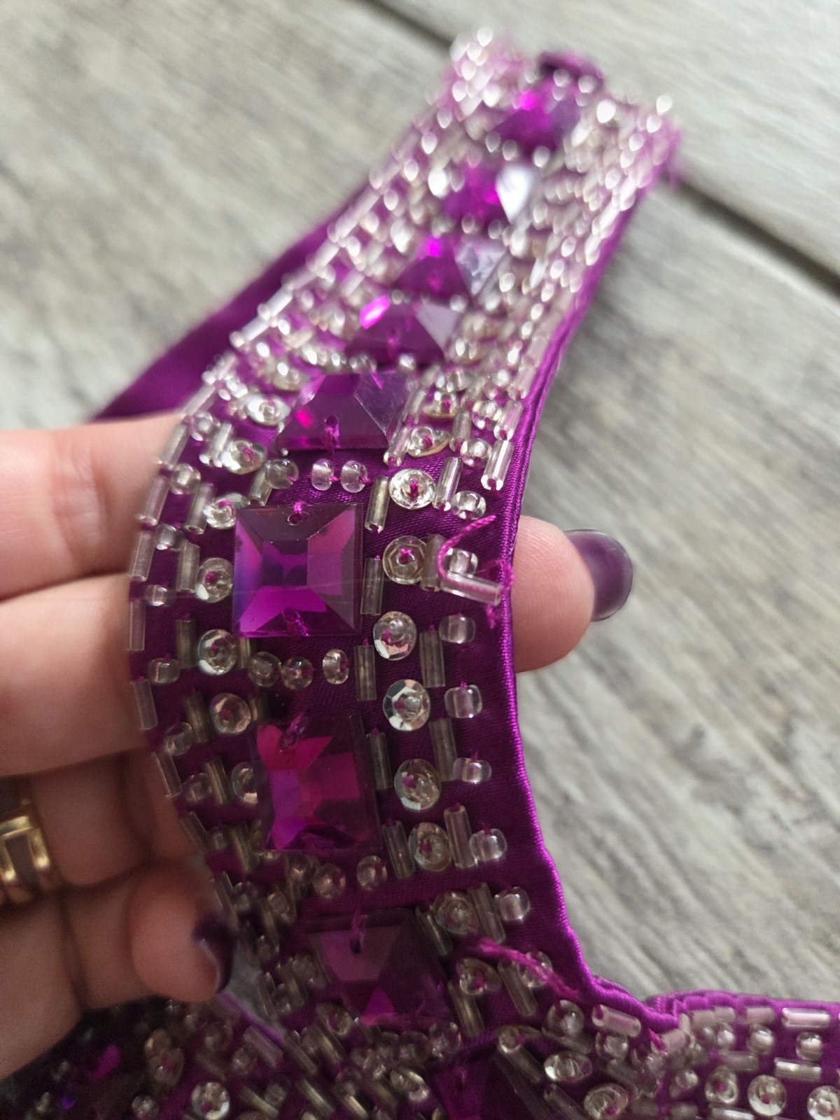 Jump Apparel Y2K Purple Satin Beaded Rhinestone Mini Dress XS Fairy Party NEW