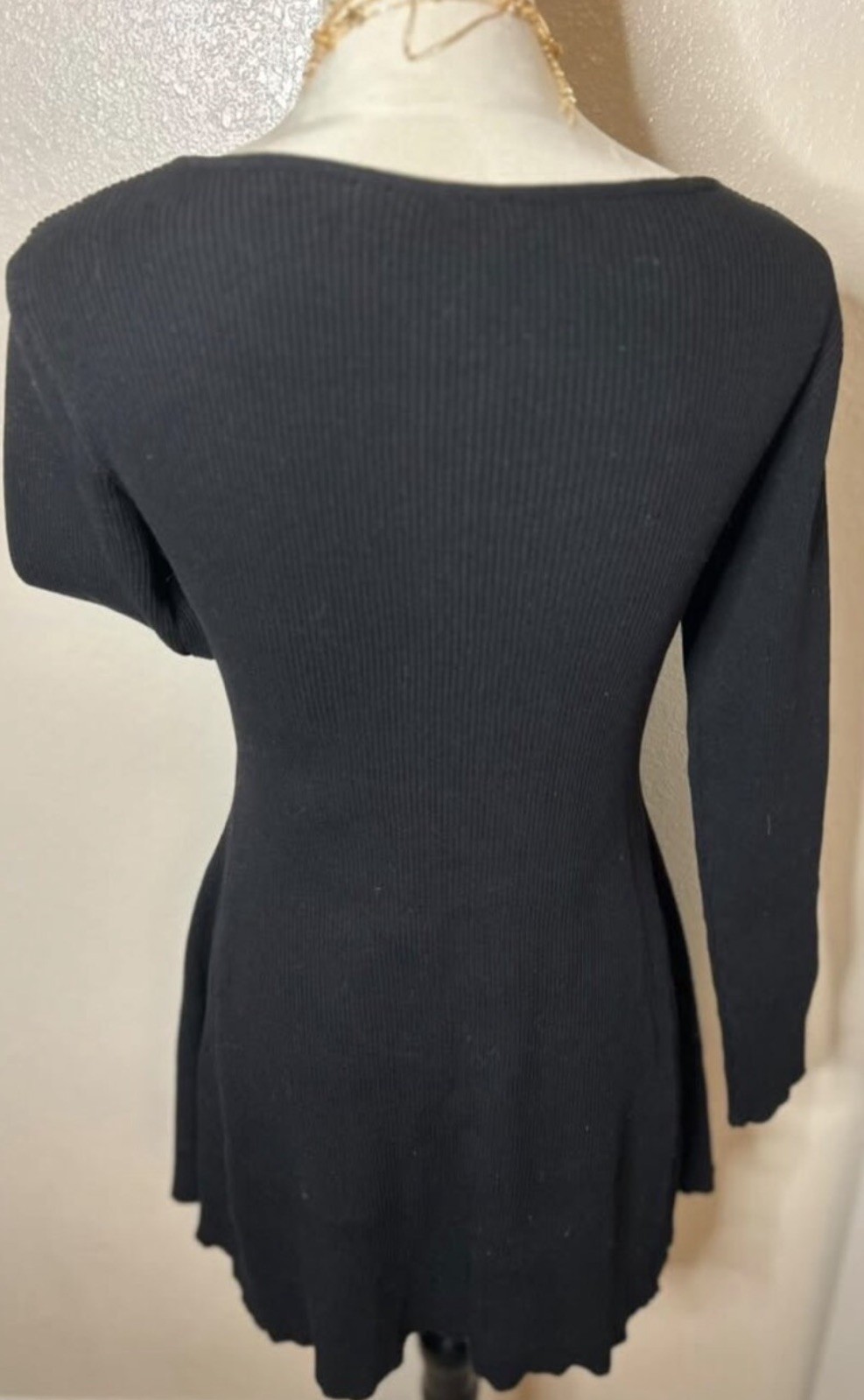Solid Black A-Line Mini Dress (S/M)