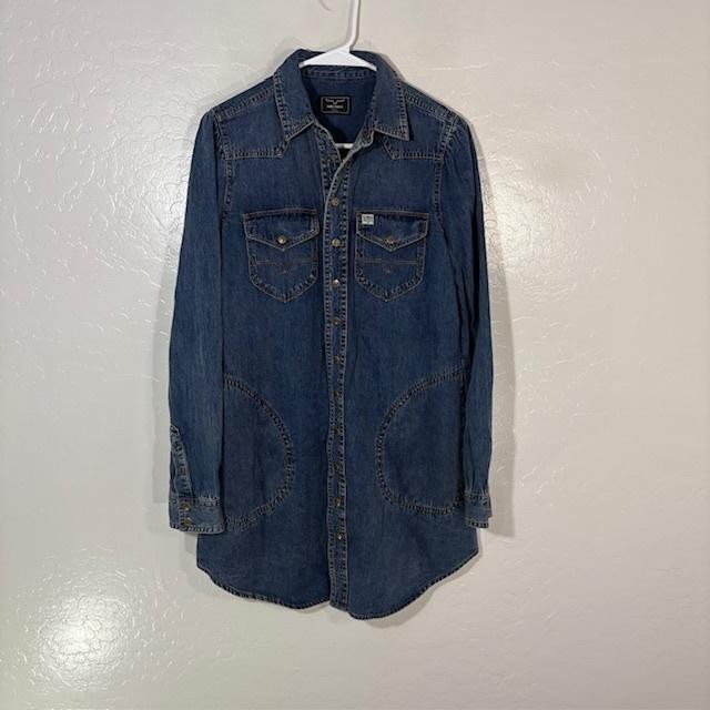 Kimes Ranch Shirt Dress Womens Small Blue Denim Western Snap Pockets