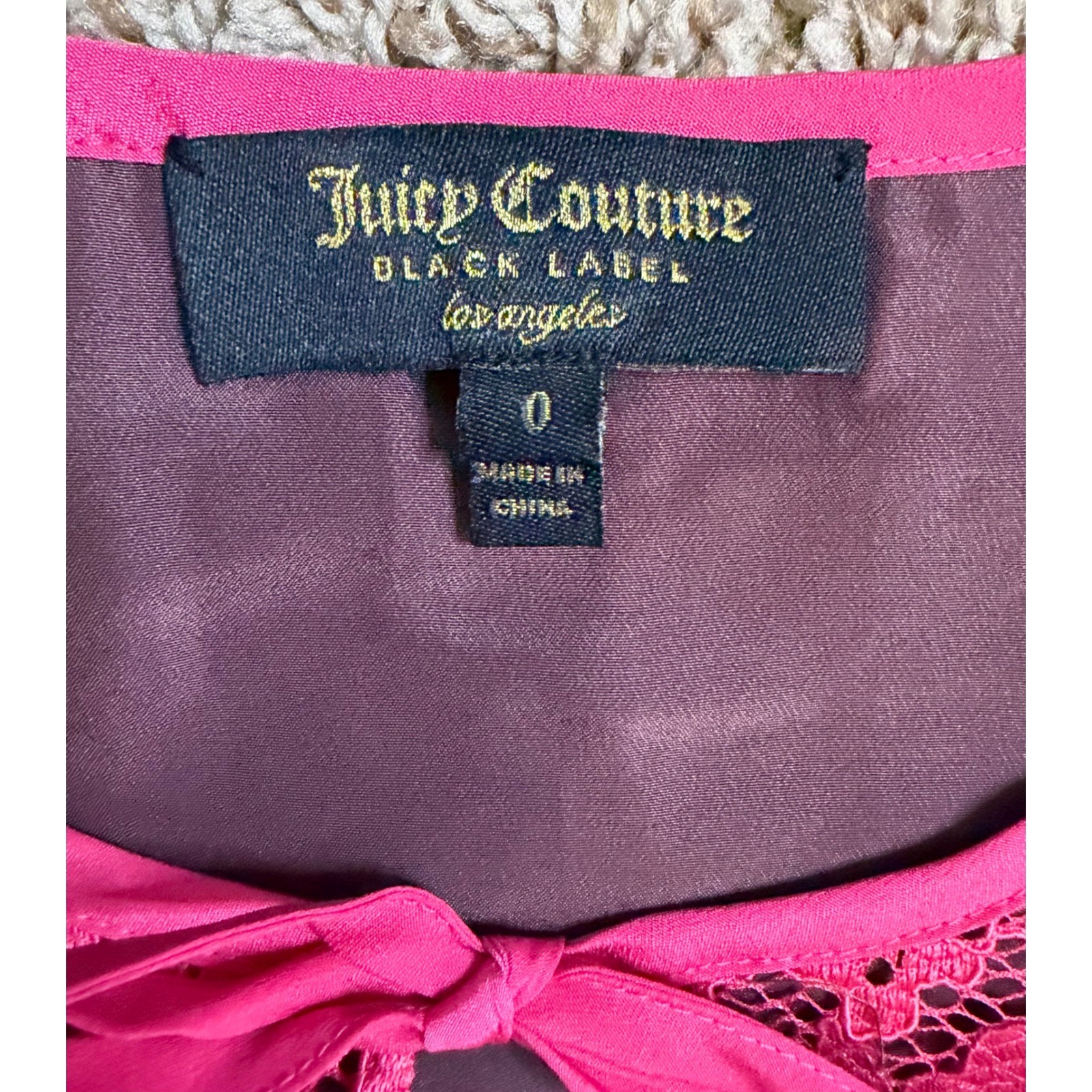 NWT Juicy Couture Black Label Sangria Trio Rio Lace Dress Pink Orange Size 0
