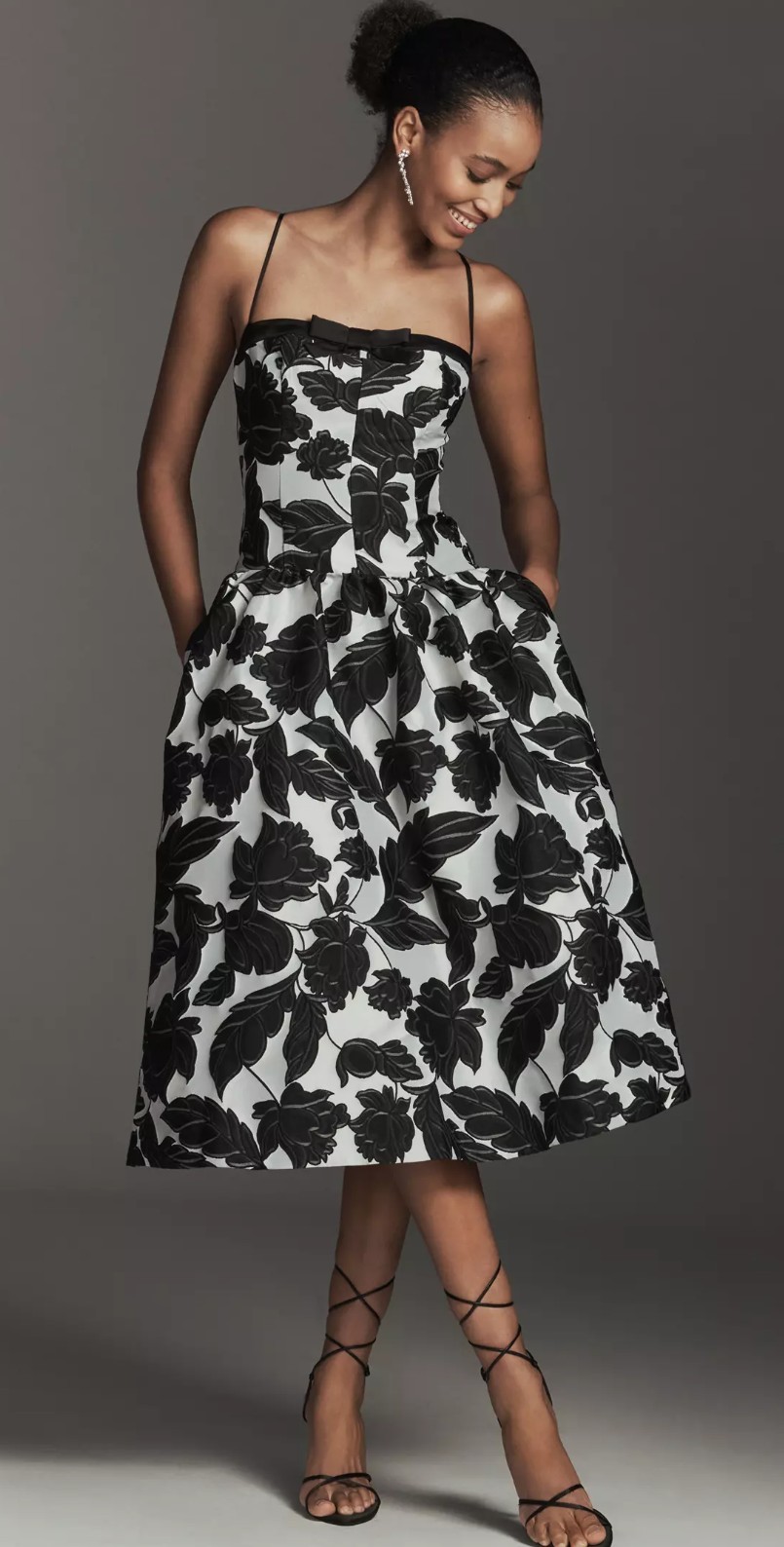 Anthropologie Maeve Sleeveless Jacquard Drop-Waist Midi Dress Size XS Petite NWT