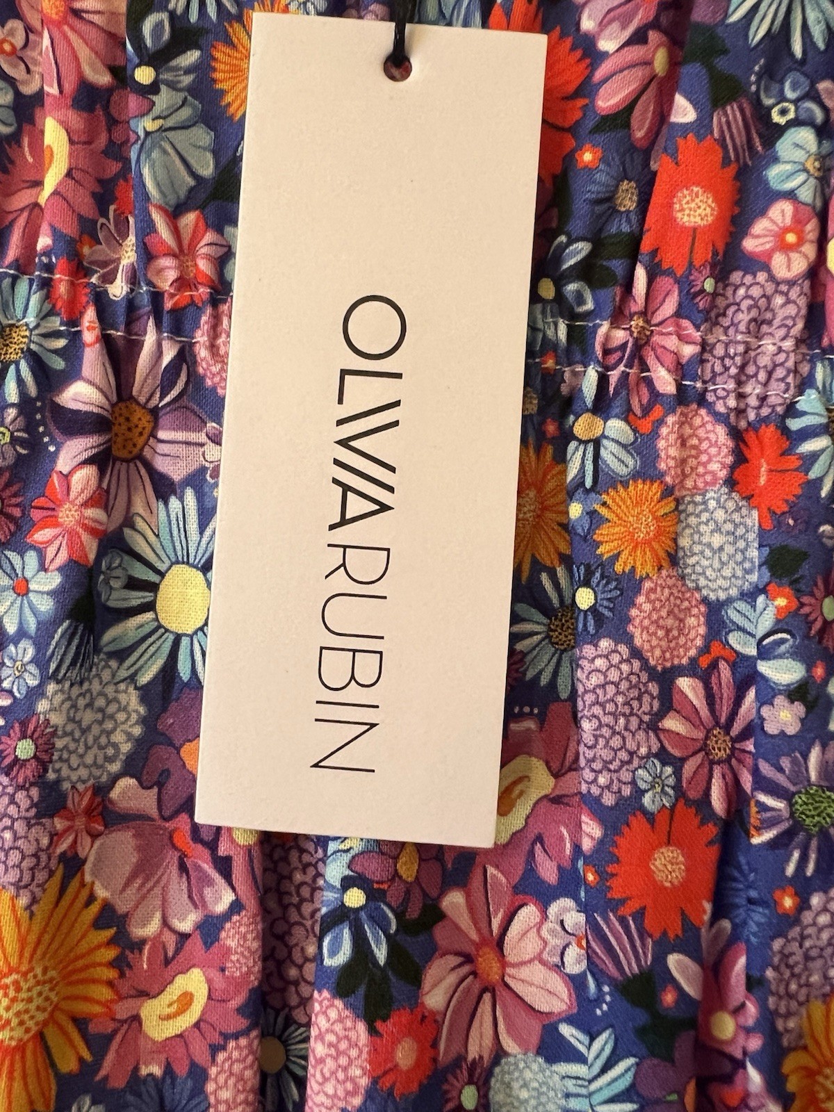 New Olivia Rubin Tammy Blue Mini Floral Cotton Midi Dress,UK 12