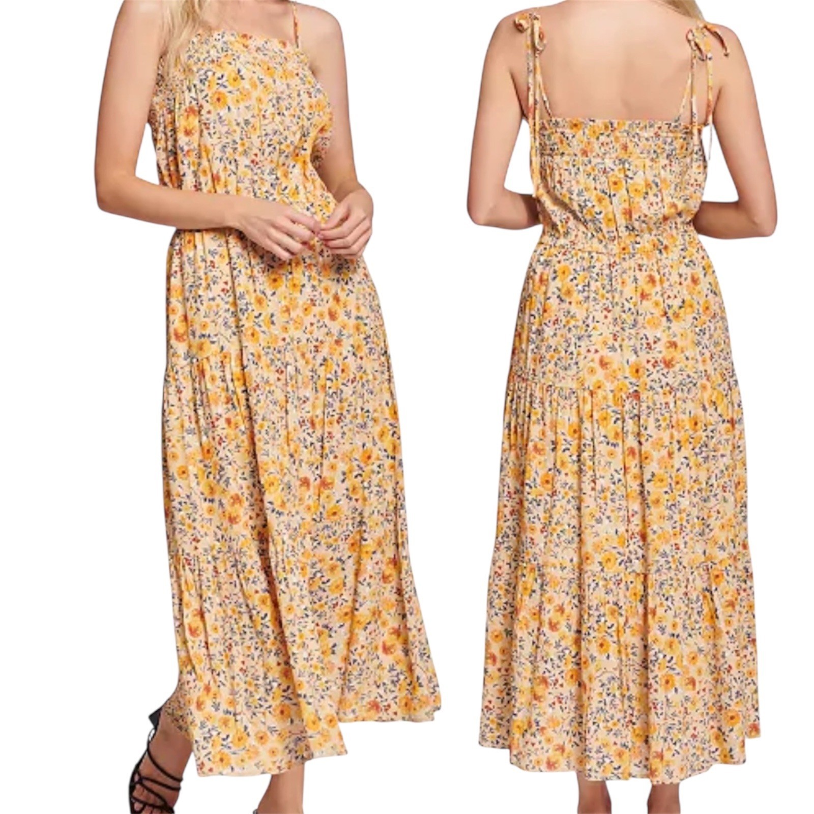 Lost + Wander Women’s Maxi Dress Floral Print Adjustable Straps Sundress Size L