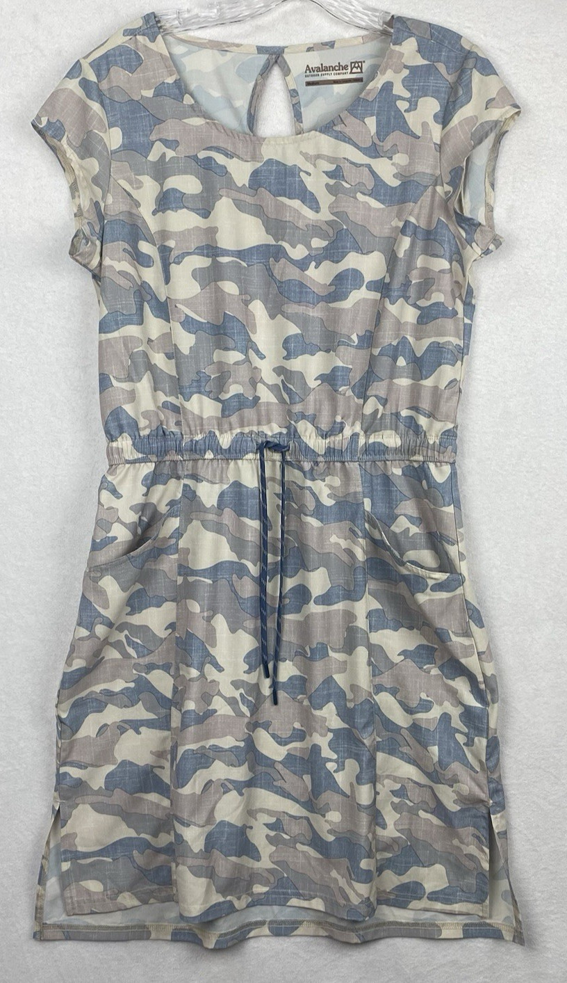 Avalanche Outdoor Hiking Packable Dress Sz M Blue Camouflage Lightweight Stretch