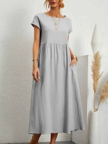 Holiday Sundress Short Sleeve Casual Loose Boho Floral Women Maxi Dress Ladies