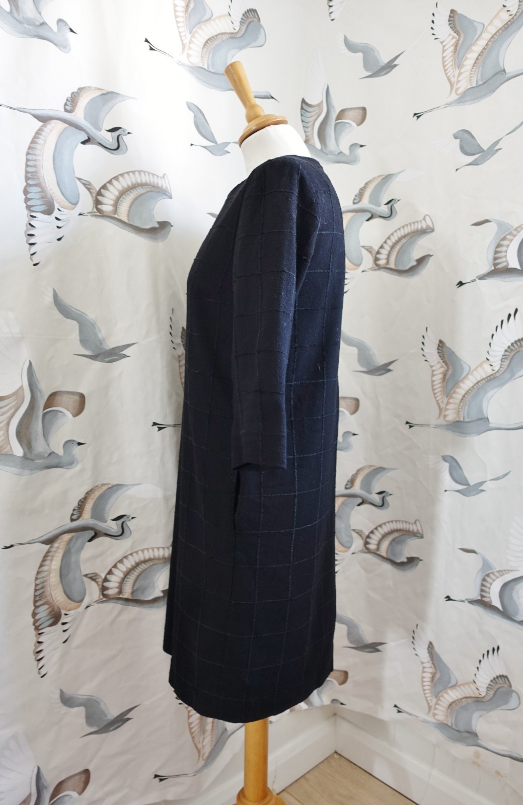 COS Black textured patterned pencil dress size 36 UK 8