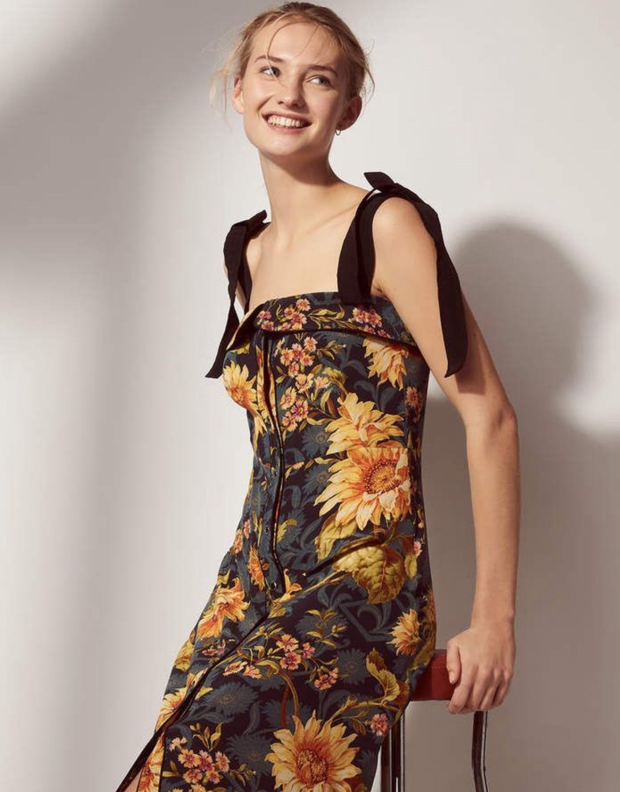 NWT Sandro Matti Floral Print Silk Midi Dress Size FR38/US Medium $605