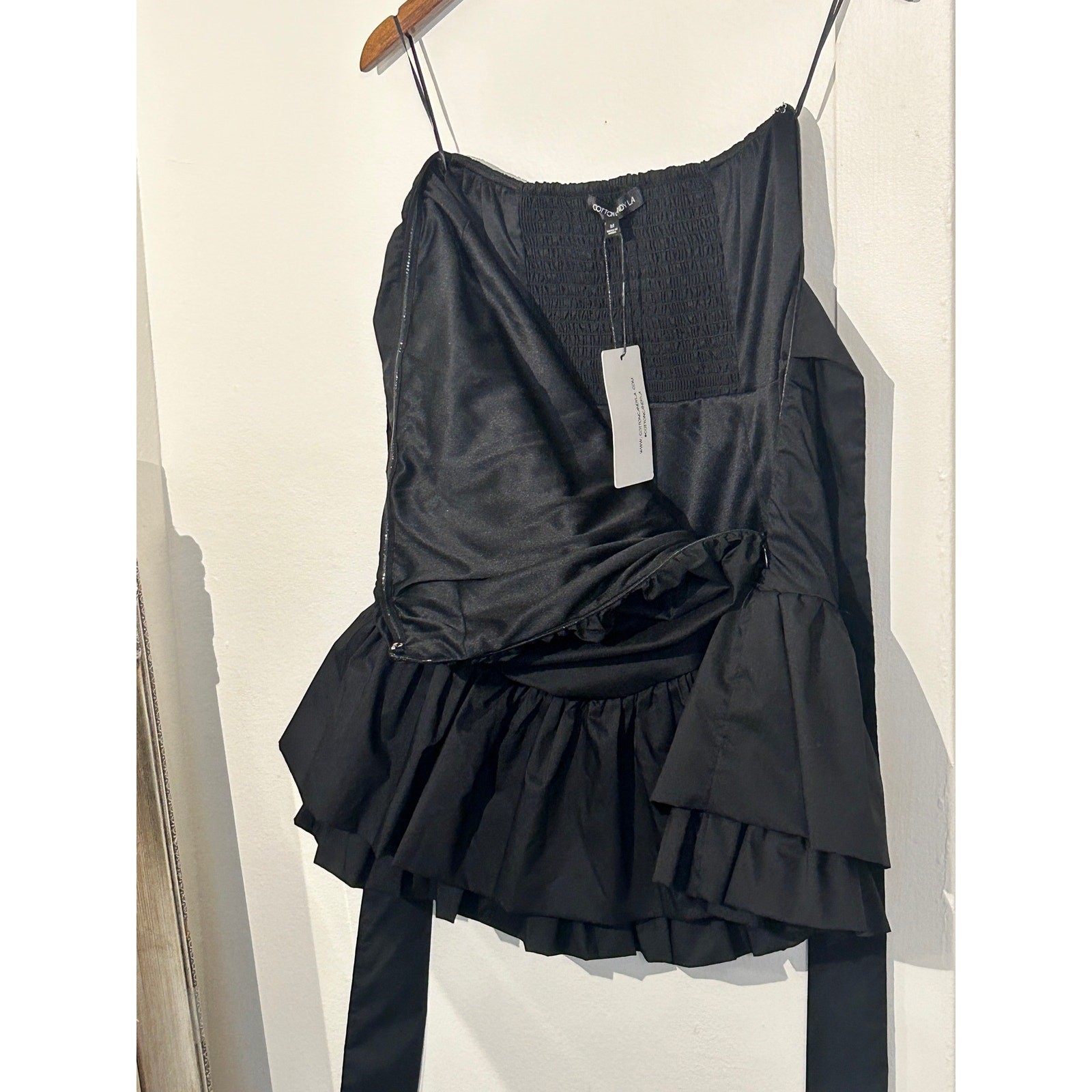 NWT Cotton Candy LA Strapless Ruched Mini Dress Black Medium Retail $68