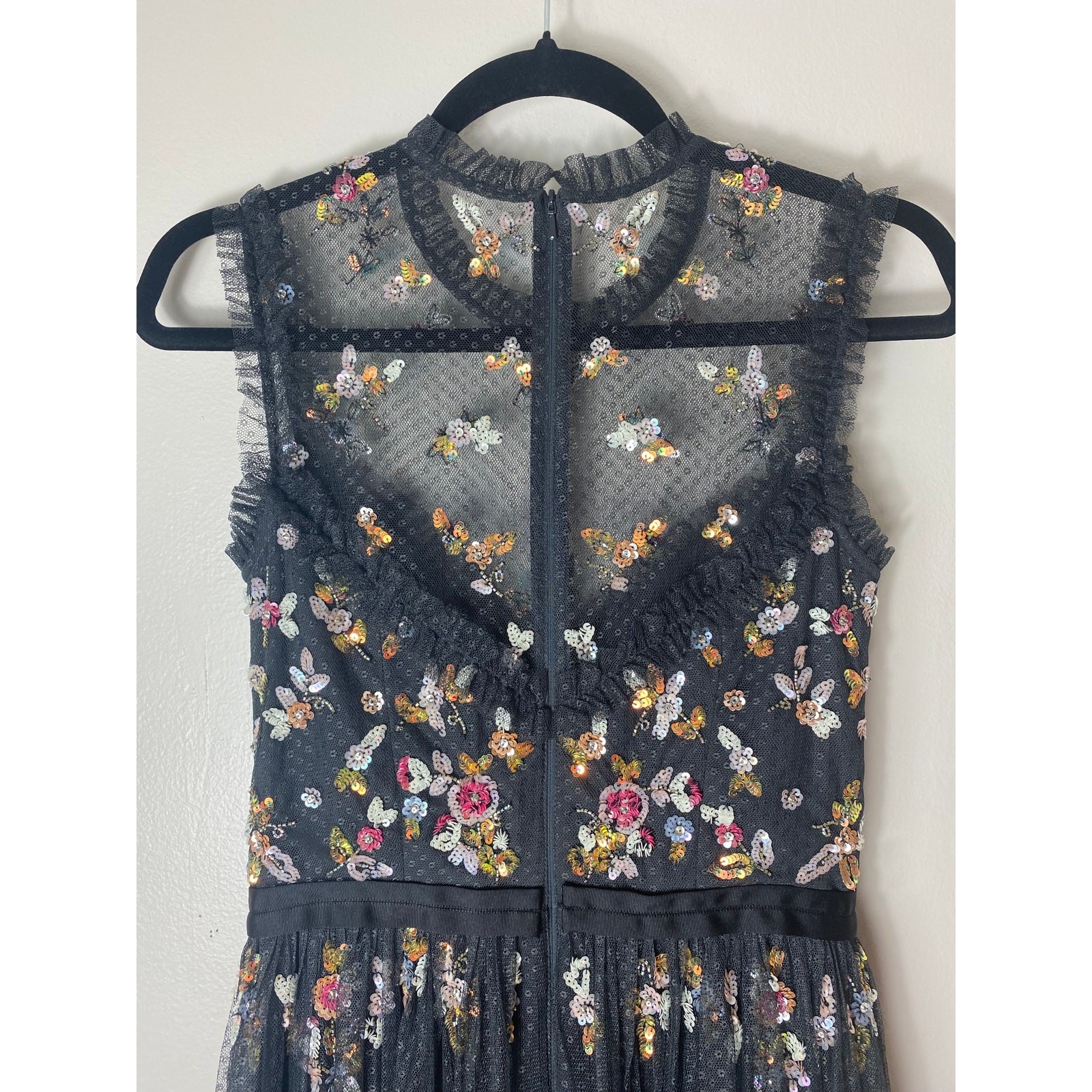 NEEDLE & THREAD DRESS 2 WEDDING GUEST MIDI SEQUIN FLORAL RUFFLE FORMAL BALLERINA