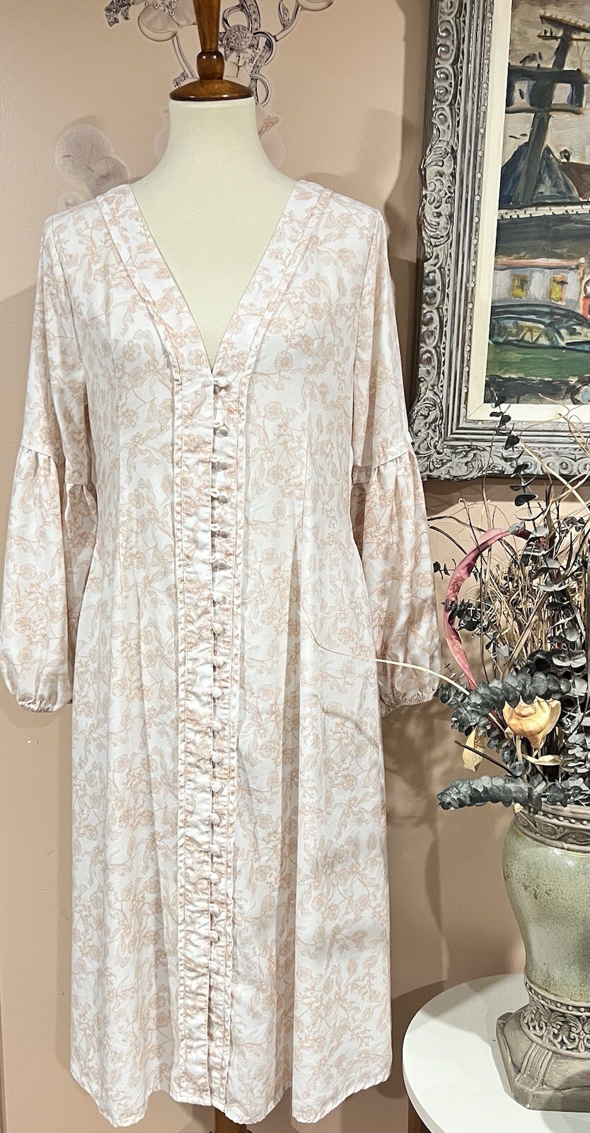 SANCIA The Maryse Long Sleeve Buttons Midi Dress Size M