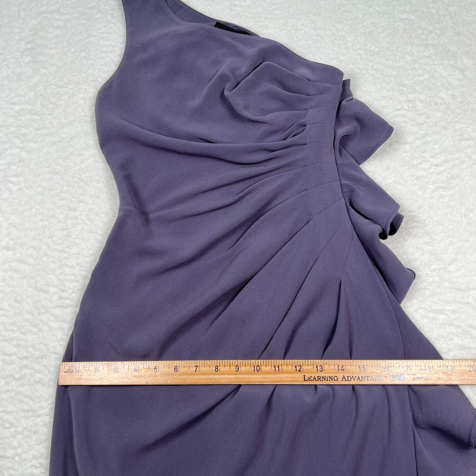 St John Couture One Shoulder Draped Maxi Gown Dress Size 2 Purple Silk Lined