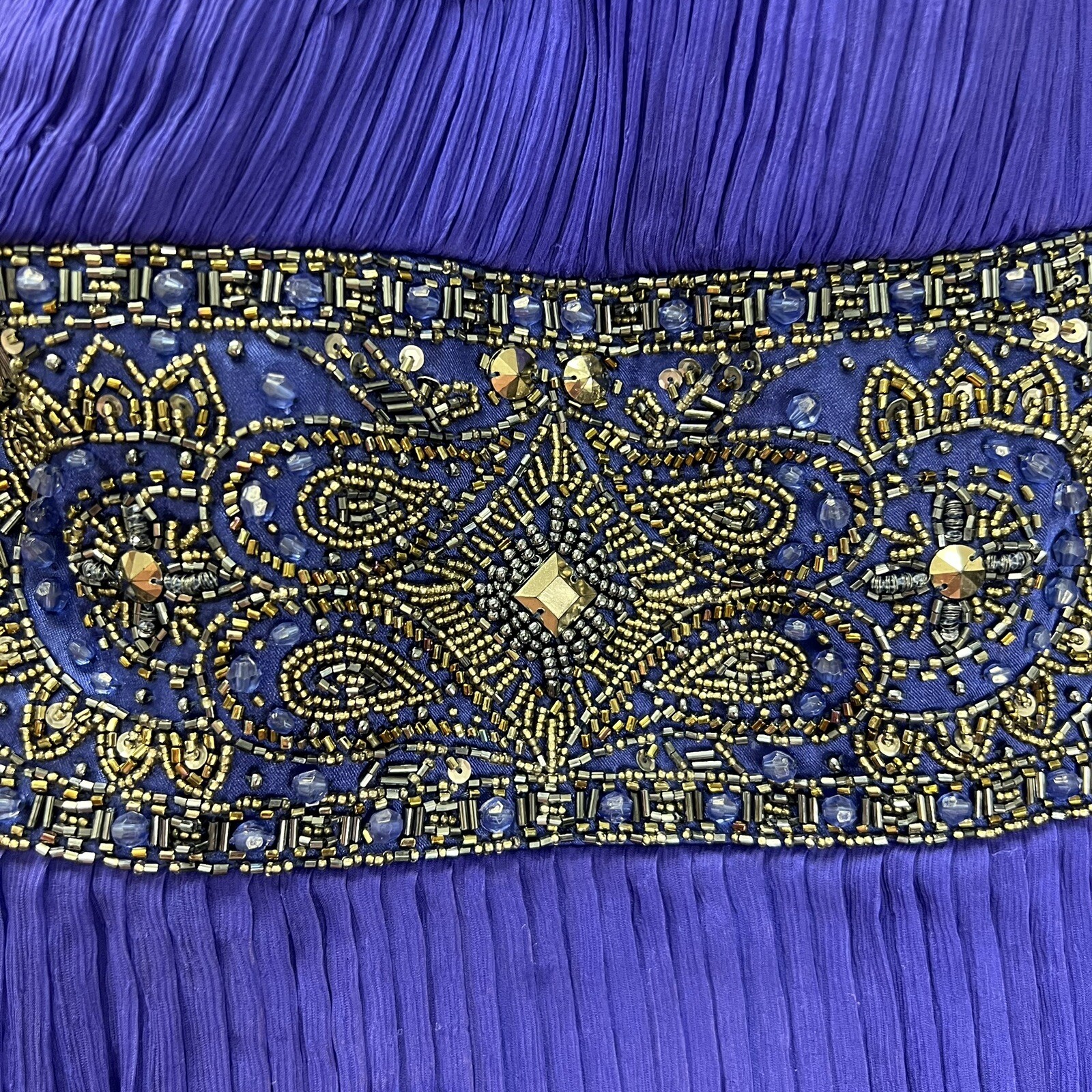 Sue Wong Nocturne Blue Silk Beaded Sequin Embellished One Shoulder Mini Dress 6