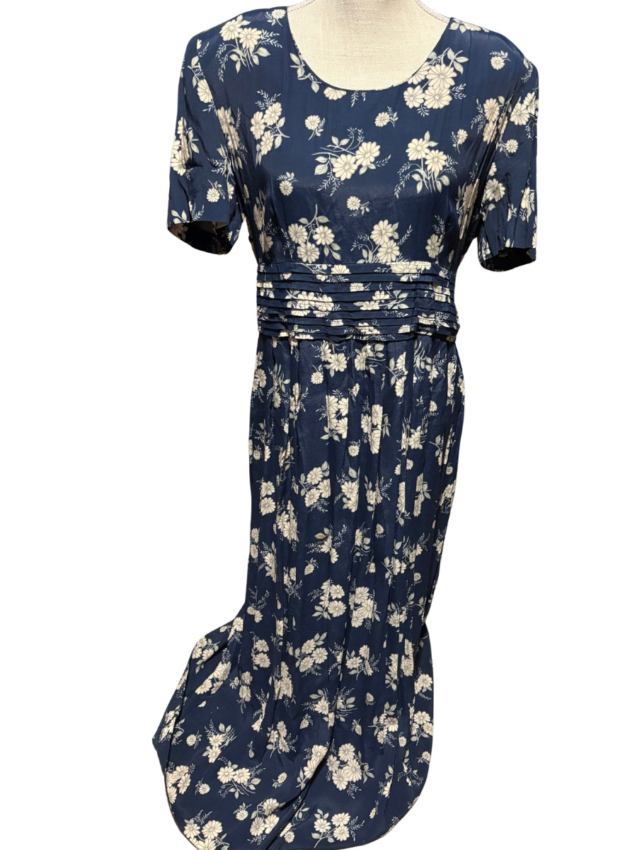 Vintage 90s Betsy Lauren Floral Maxi Dress Cottagecore Prairie Women 10