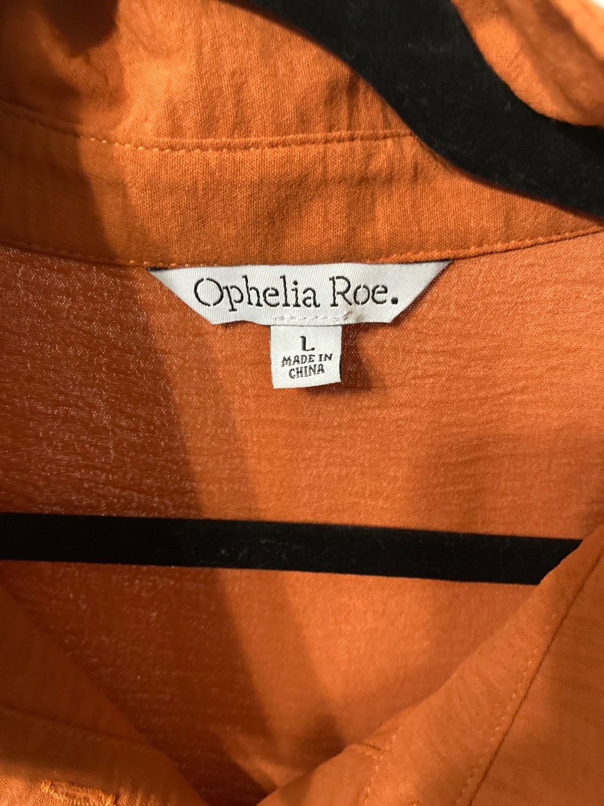 Ophelia Roe Button Front Belted Cinnamon Shirt Dress With Pockets Size Varies