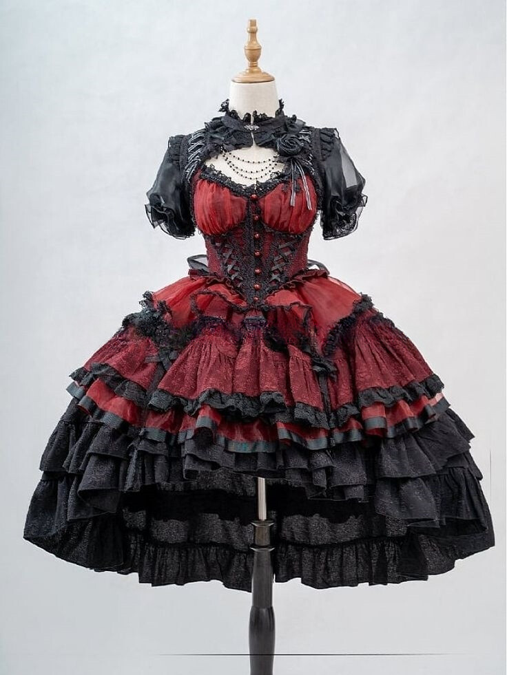 Vintage Lolita Party Prom Dresses Corset Applique Strap Shawl Short Dress Gothic