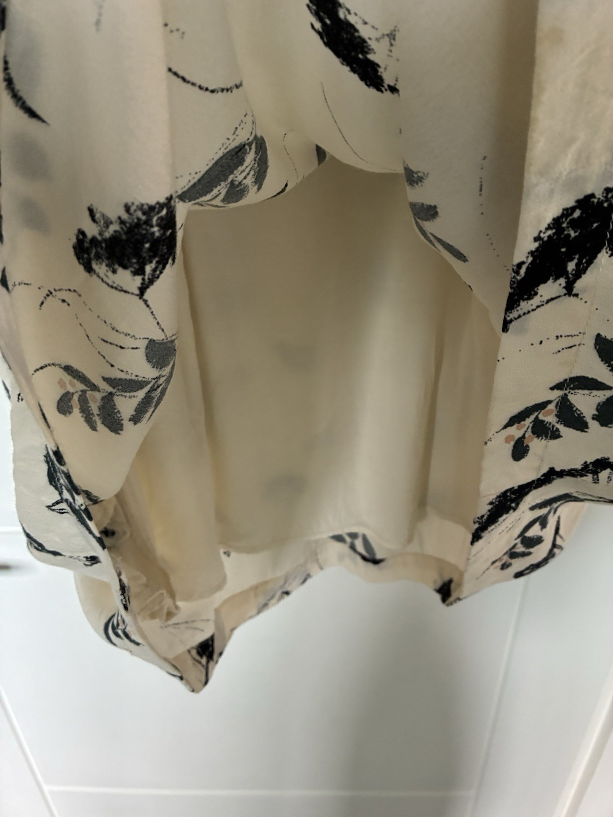 Ganni Floral Cream Black Short Mini Dress Size 8 36 Cottagecore Scandi chic