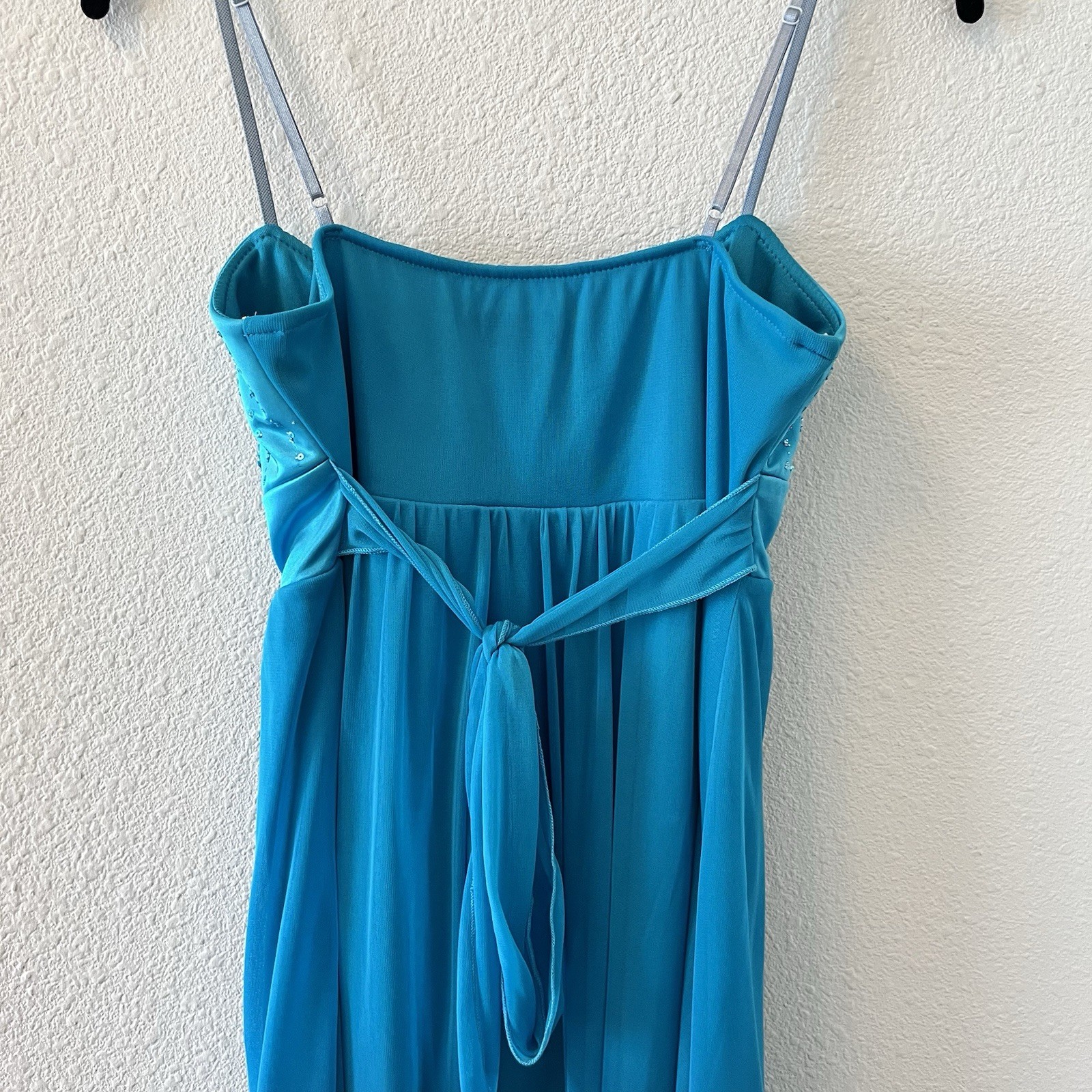 VINTAGE Y2K Ruby Rox Mini Dress Large Sequin Bow Teal Blue Babydoll Cute