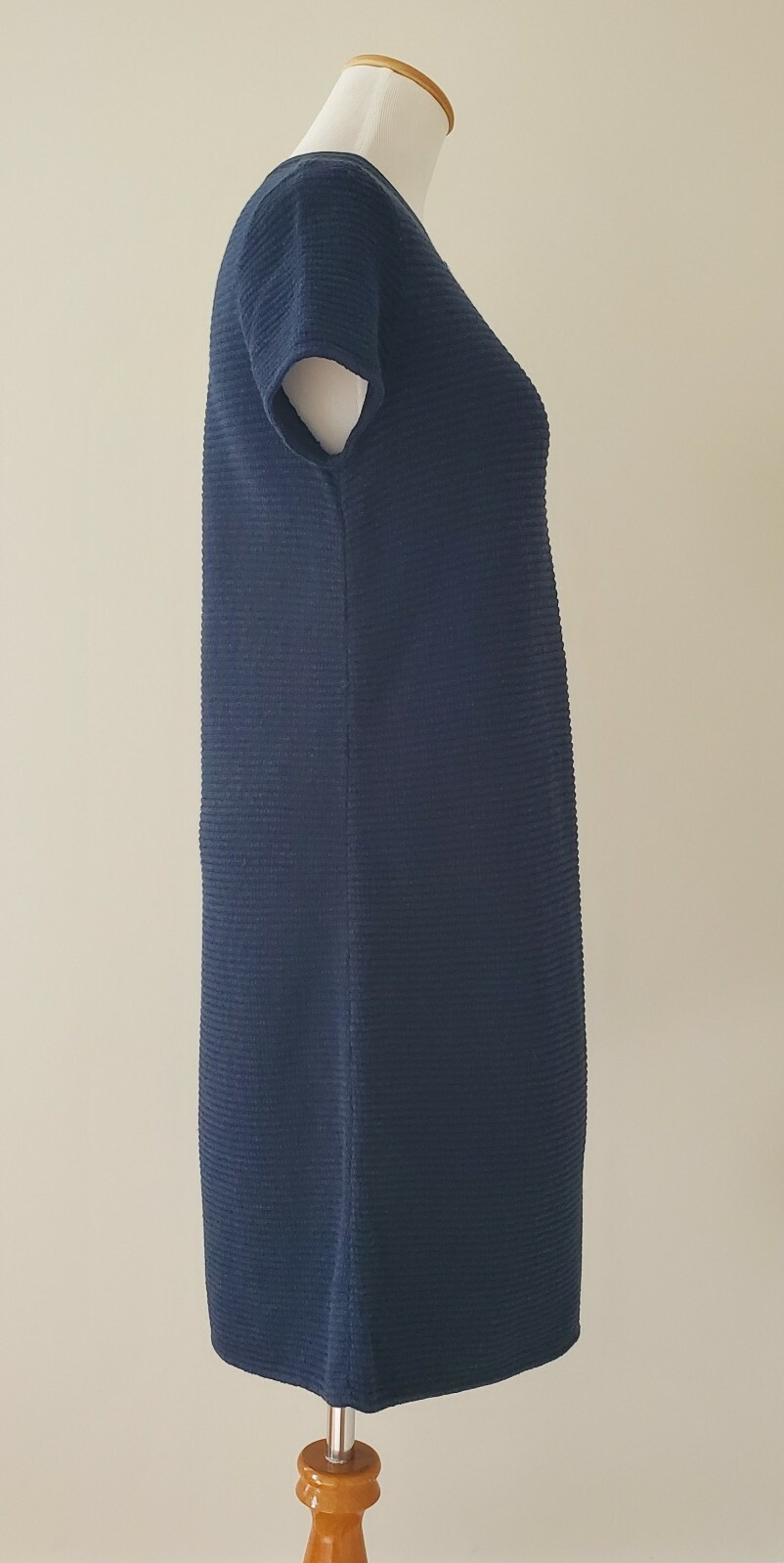 New Theory Gelton Dynamic Stretch Ribbed Knit A-Line Mini Dress Dark Blue Navy S