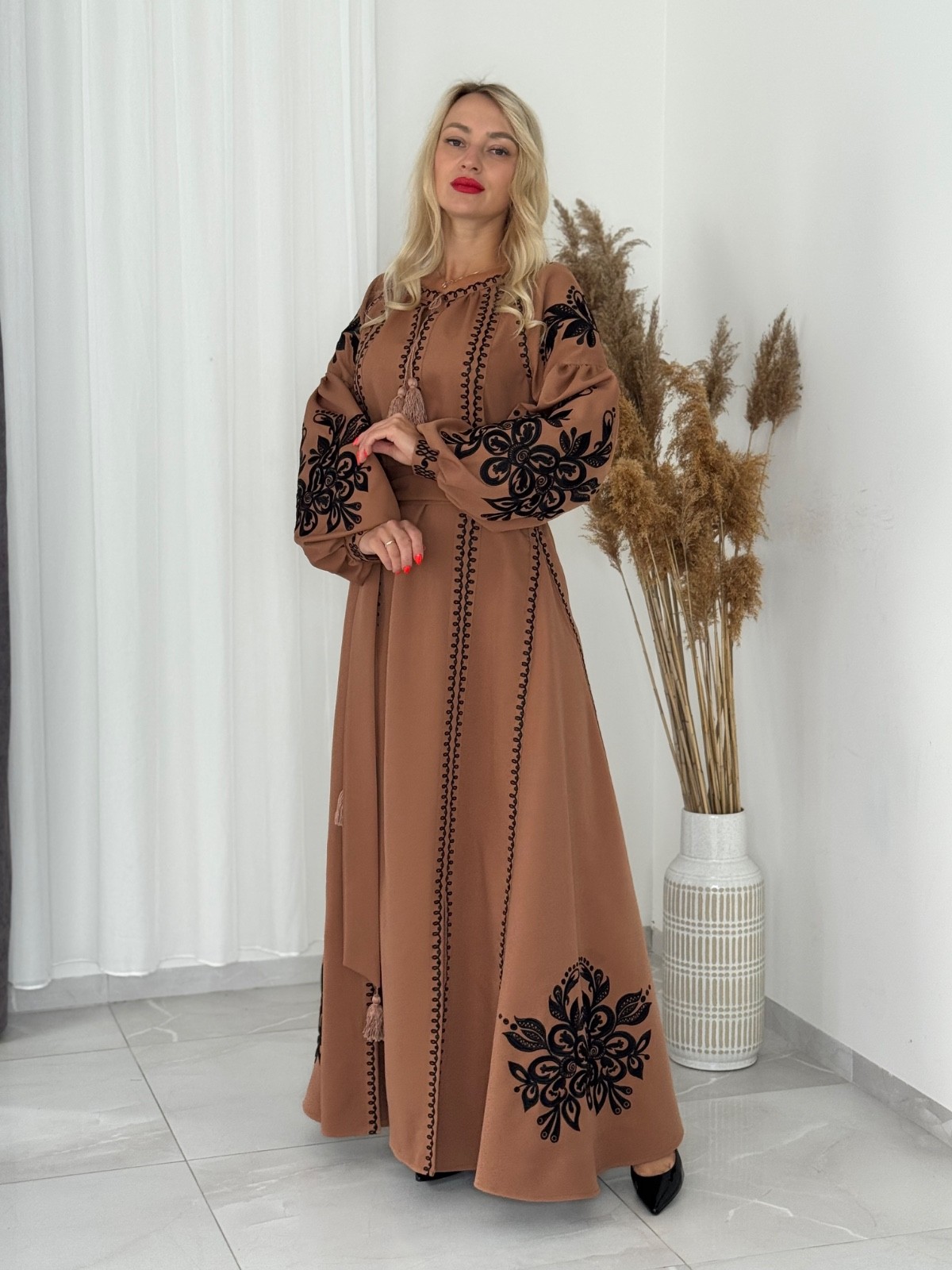 Luxury Ukrainian Embroidered Maxi Dress – Chervona Ruta