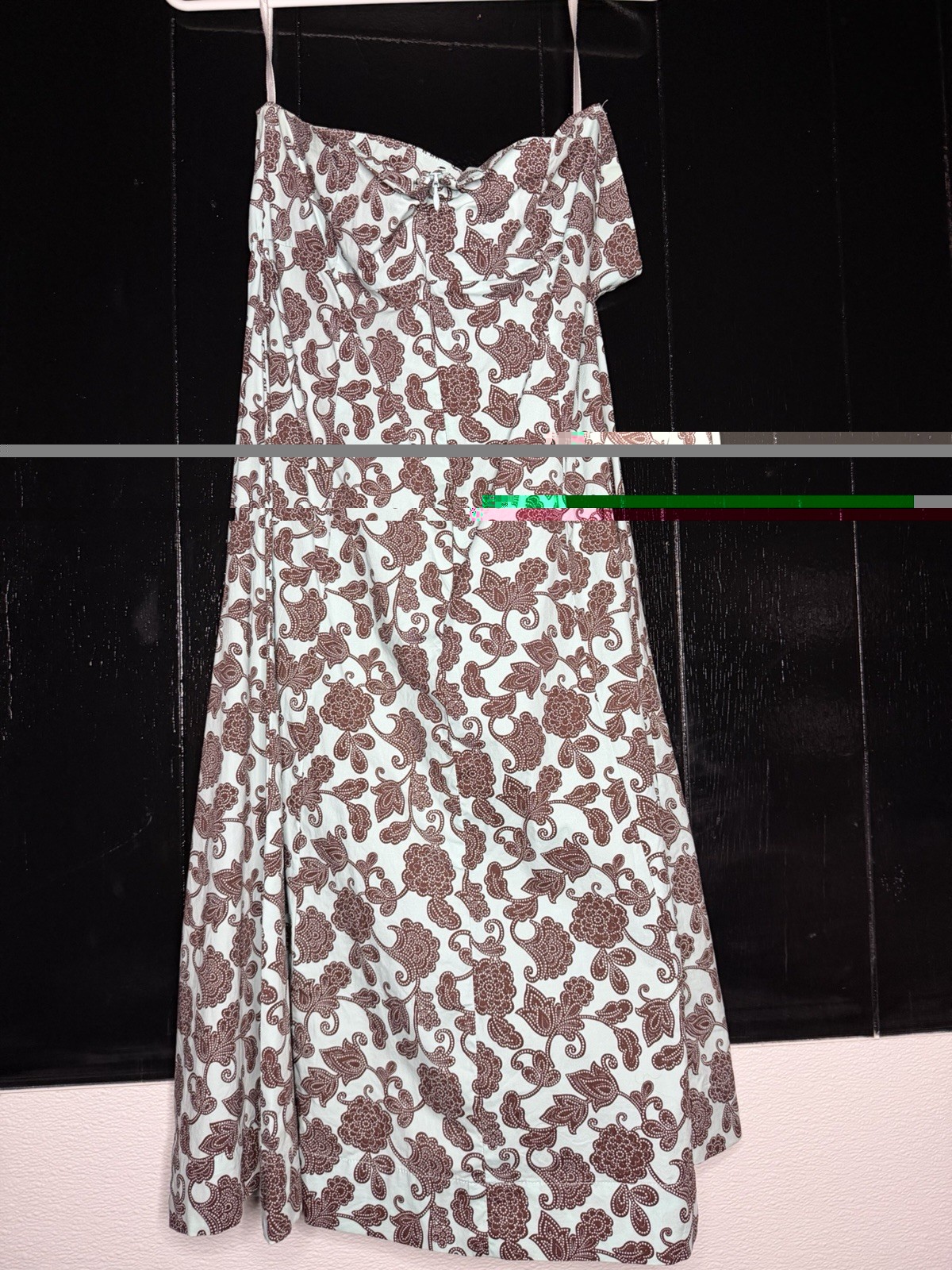 Y2K GAP Strapless Floral A-Line Knee Length Dress Light Blue/Brown Women’s 12