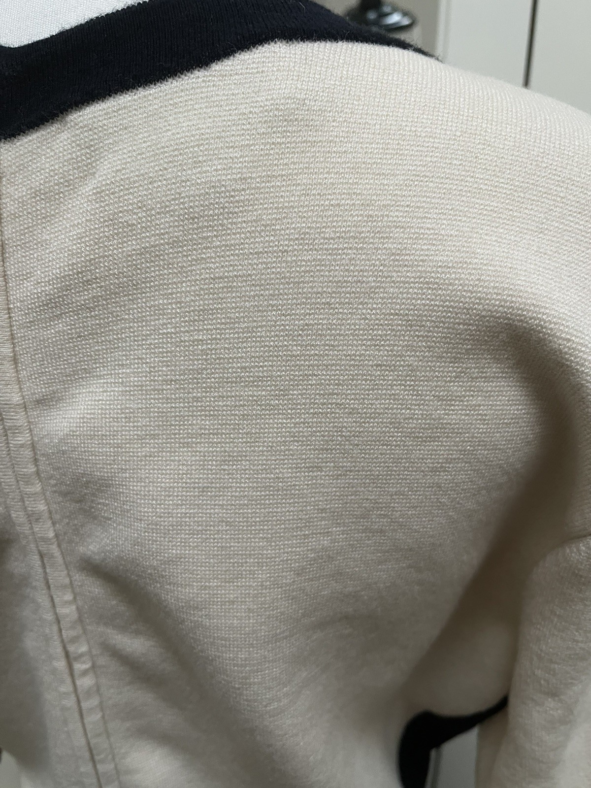 Hobbs Black & Cream woollen flattering straight dress. UK/AU 14, US 10.