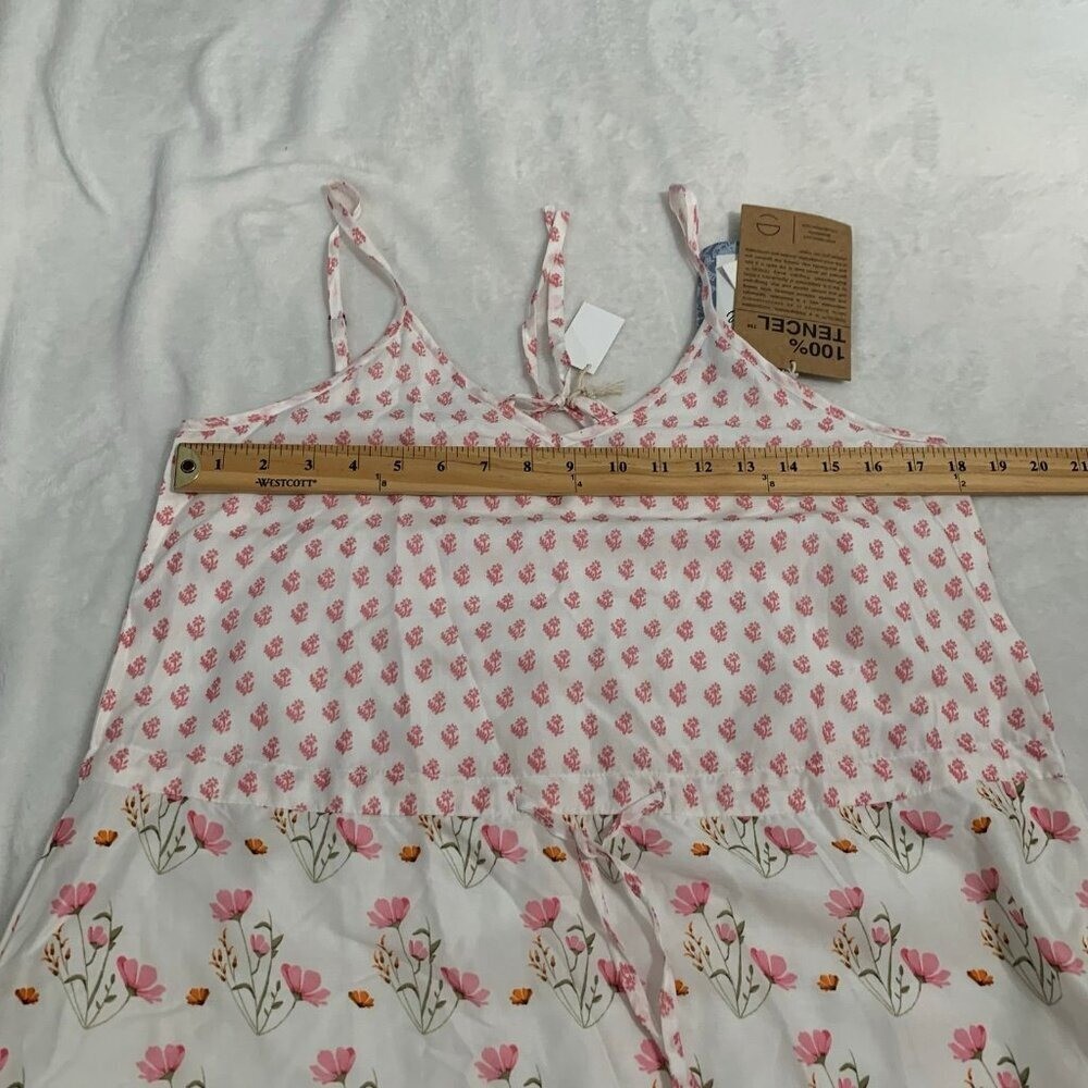 NEW Madewell x Reistor Ivory Floral Tencel Strappy Midi Dress Pink Green Small