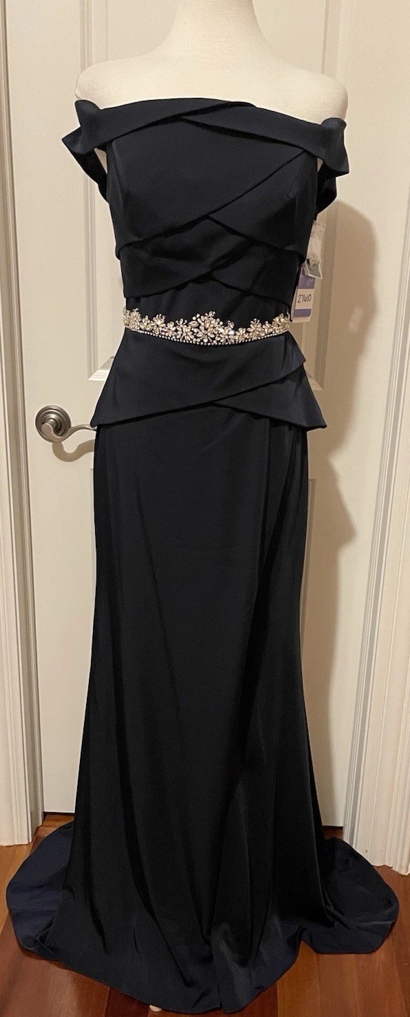 Alyce Paris 27610 Midnight Rhinestone Detail Gown /Dress- Sz 10~Beautiful~ NWT~