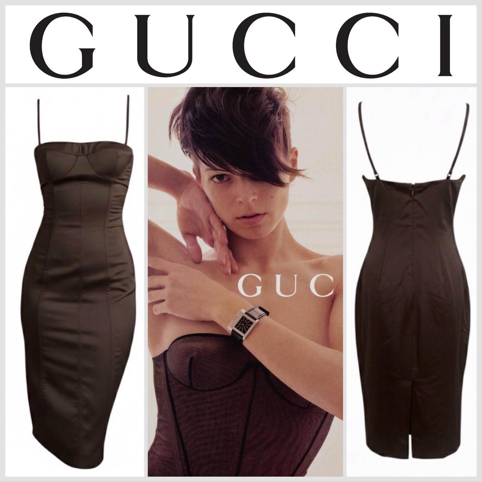 GUCCI by TOM FORD S/S 2001 Fitted Bodycon Corset Dress Size 42 VINTAGE RARE