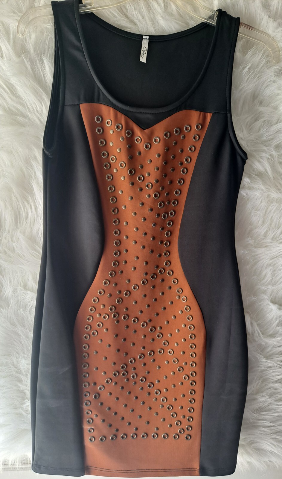 Beautiful Black and Copper Dress with Metal Beads