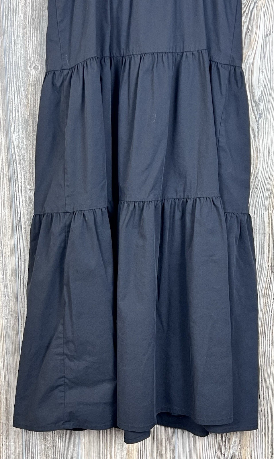 FOREVER 21 Black Cami Tiered Midi Dress S Spaghetti Strap Button-Down Romantic