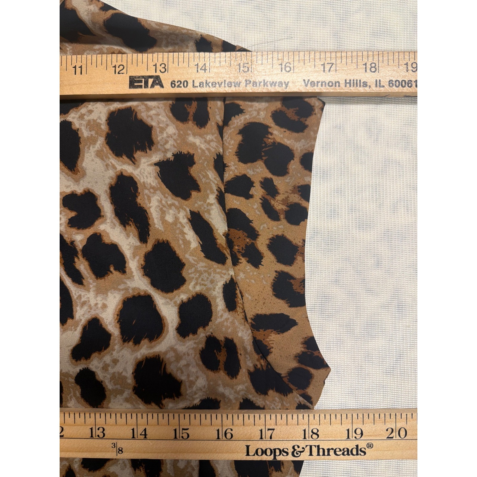 DR2 Leopard Print Cap Sleeve Mini Dress Tan Brown Black Small Split Neck