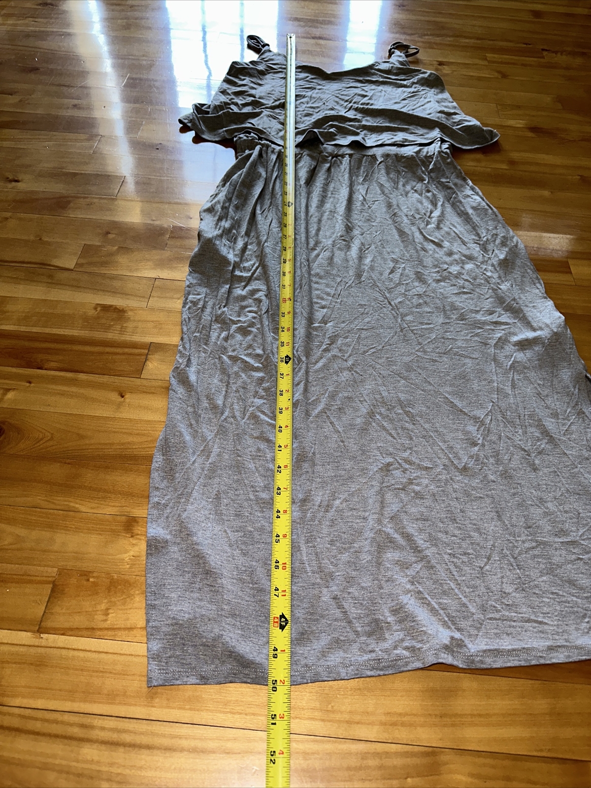 Cherish Gray Layered Maxi Dress Medium Spaghetti Strap Stretch Knit Casual
