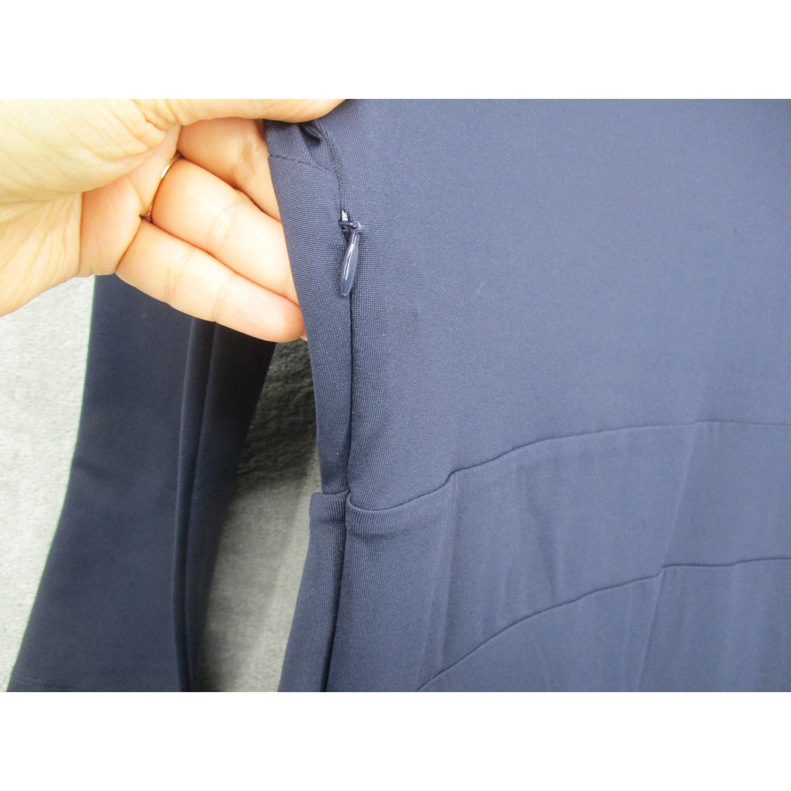 Talbots Dress Womens Medium Stretch Knit Cooling Side Zip Navy Office Career