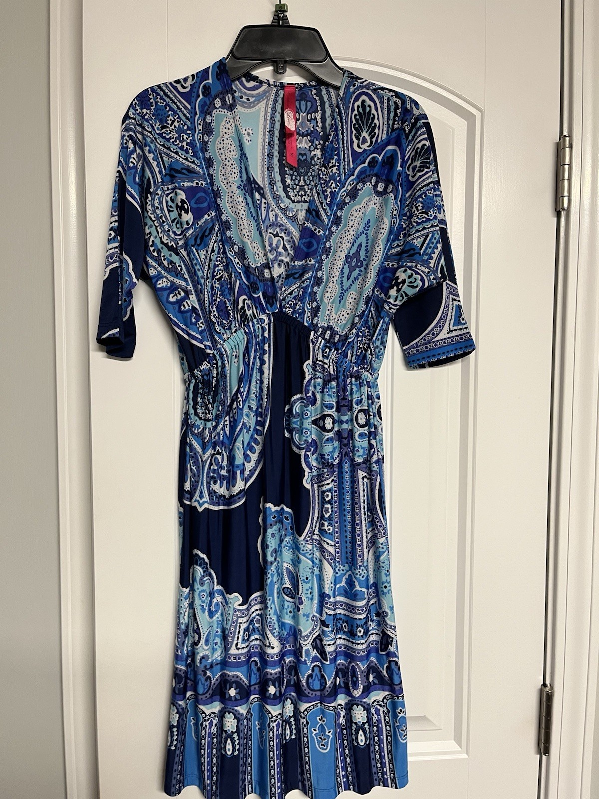 Love V Neck Dress Women Small PAISLEY STRETCH EUC High Waist Elastic EUC