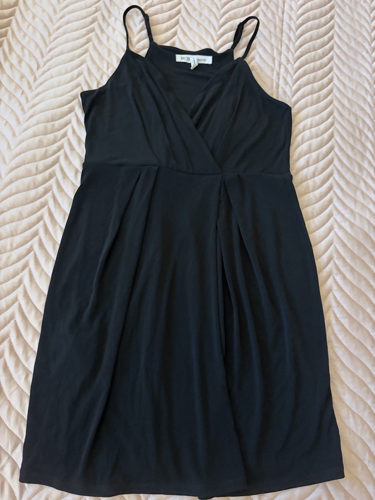 BCBGeneration XS Black Sleeveless Dress Adjustable Straps Fit & Flare Stretch