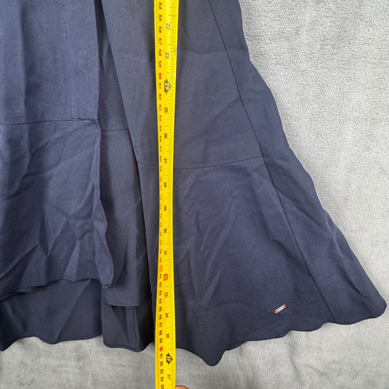 Tommy Hilfiger Navy Blue Faux Wrap Midi Dress Red White Stripe Cuffs XS